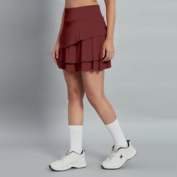 Mehrang Skirt with Shorts for Women's & Girl's Solid High Waist Flared Skater Short Mini 3 Layer Skirt - Image 4