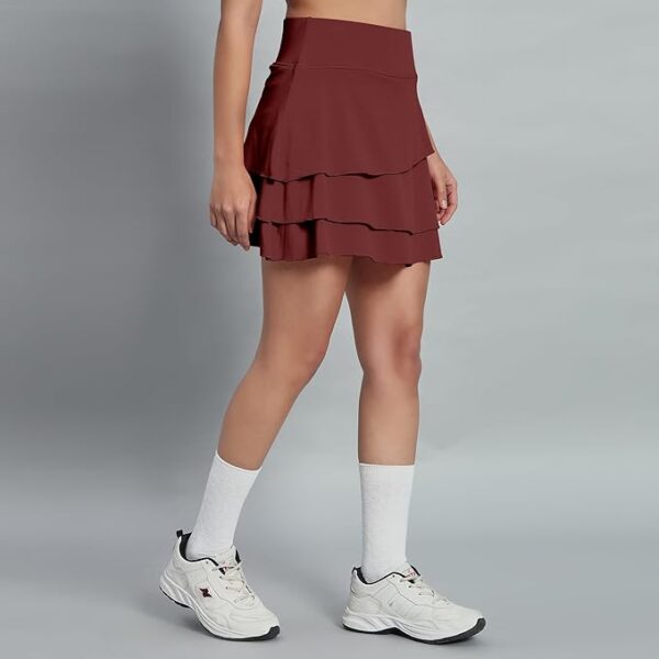 Mehrang Skirt with Shorts for Women's & Girl's Solid High Waist Flared Skater Short Mini 3 Layer Skirt - Image 3
