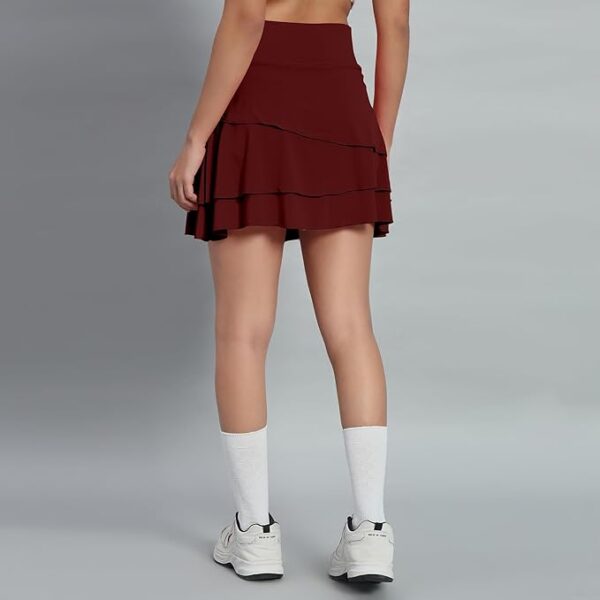 Mehrang Skirt with Shorts for Women's & Girl's Solid High Waist Flared Skater Short Mini 3 Layer Skirt - Image 7